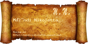 Mándi Nikoletta névjegykártya